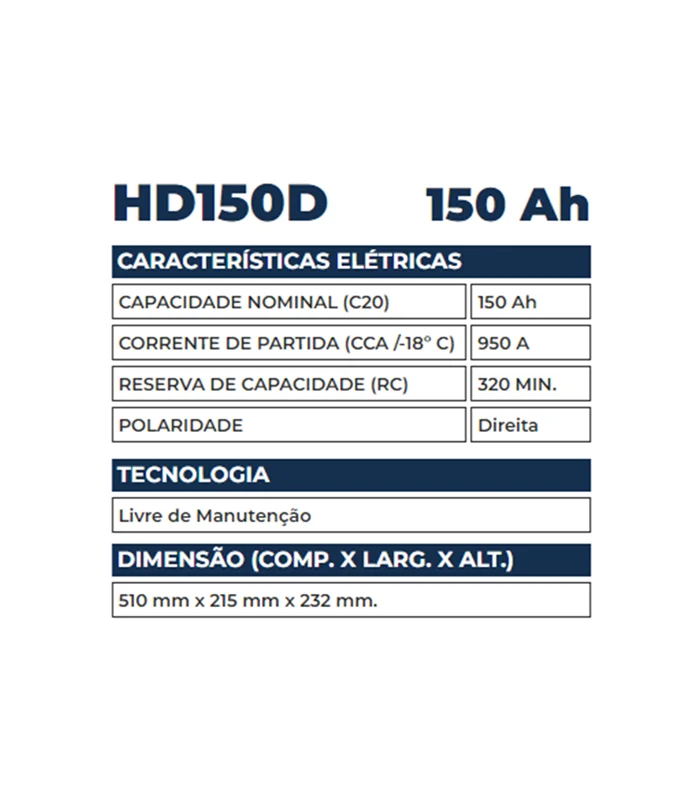 Bateria Kondor 150Ah - HD150D - Imagem 2