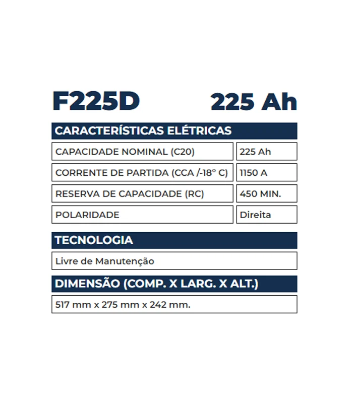 Bateria Kondor 225Ah - F225D - Imagem 2
