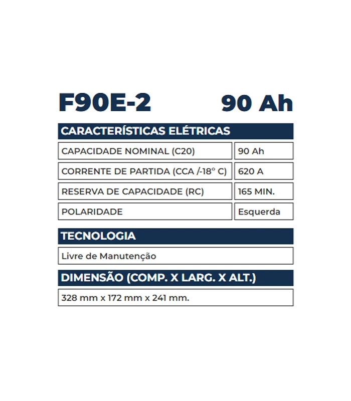 Bateria Kondor 90Ah - F90E-2 - Imagem 2